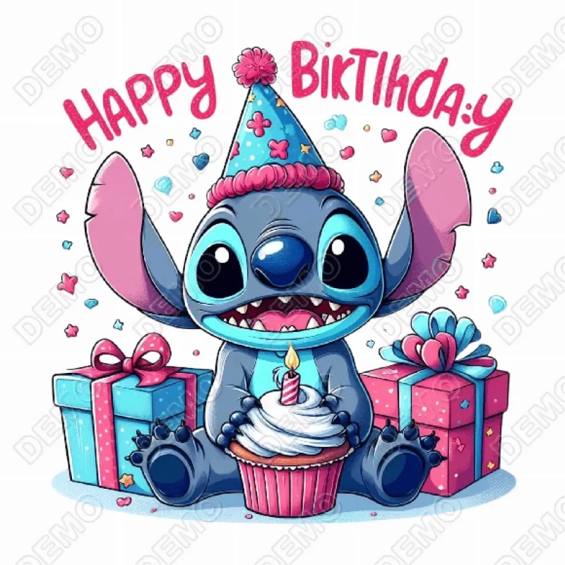 Lilo and Stitch Birthday DTF Heat Iron on Transfer Lilo and Stitch Birthday DTF Heat Iron on Transfer
