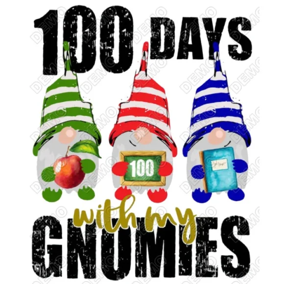 100 Days of School Gnomes DTF Iron on Transfer - Ready to Press 100 Days of School Gnomes DTF Iron on Transfer - Ready to Press