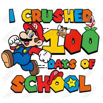 100 Days of School Mario DTF Iron on Transfer - Ready to Press 