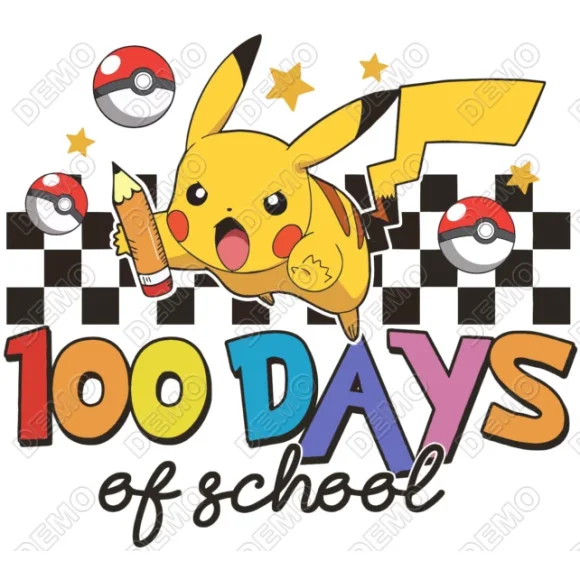 100 Days of School Pokemon DTF Iron on Transfer - Ready to Press 100 Days of School Pokemon DTF Iron on Transfer - Ready to Press