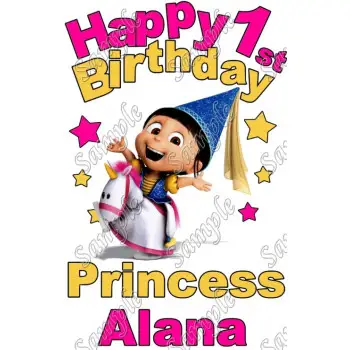 Agnes Despicable me Birthday Princess  Personalized   DTF Iron on Transfer #17