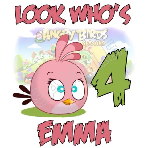 Angry Birds Pink Bird Birthday Personalized Custom DTF Iron on Transfer - Ready to Press #67 Angry Birds Pink Bird Birthday Personalized Custom DTF Iron on Transfer - Ready to Press #67
