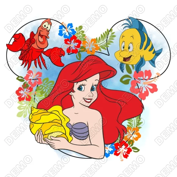 Ariel Disney Princess DTF Iron on Transfer Ariel Disney Princess DTF Iron on Transfer