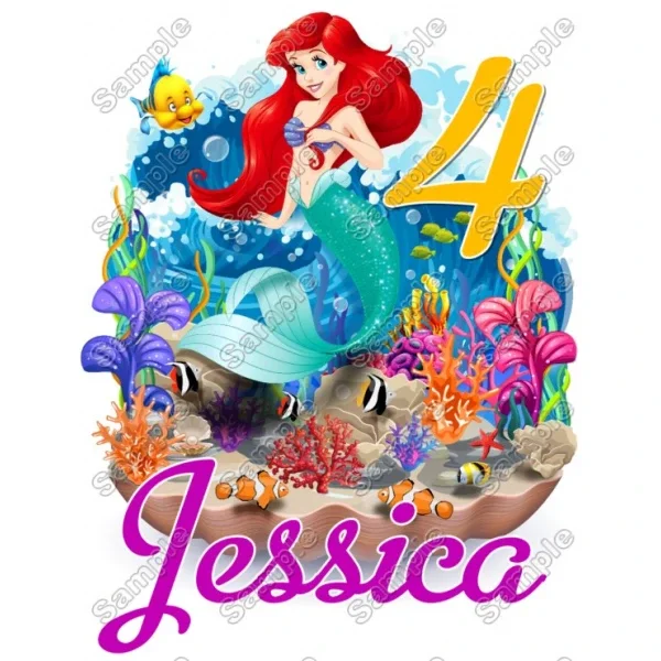 Ariel  The Little Mermaid  Custom  Birthday DTF Iron on Transfer