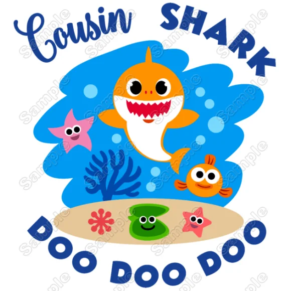 Baby Shark Cousin DTF Iron on Transfer - Ready to Press #1 Baby Shark Cousin DTF Iron on Transfer - Ready to Press #1