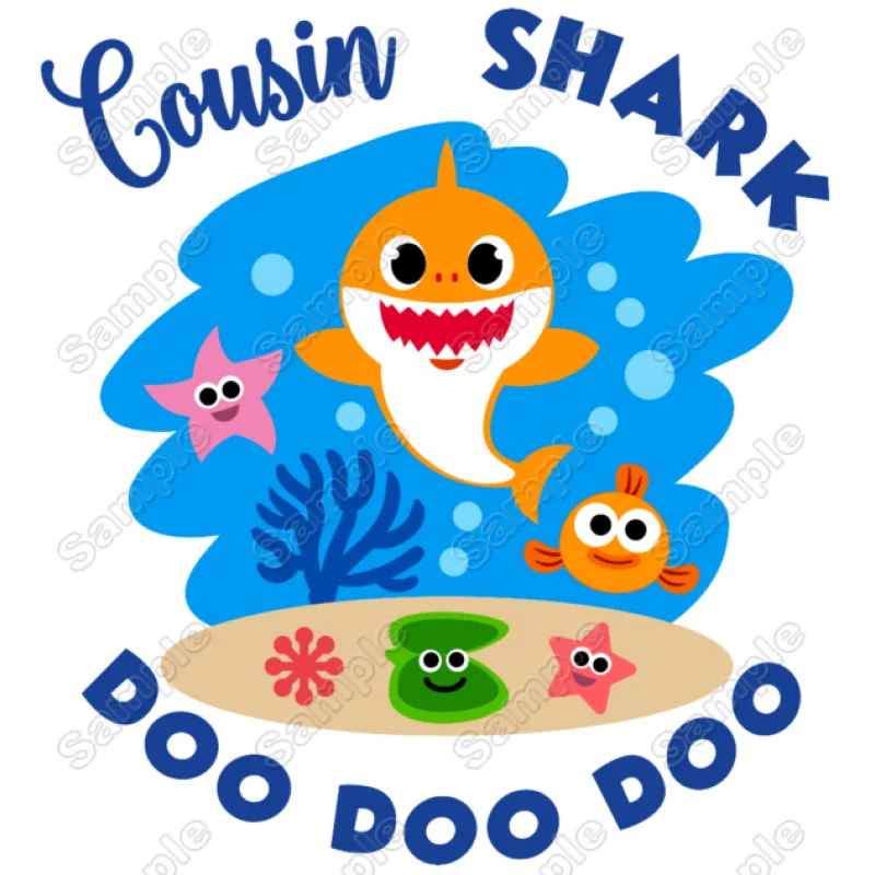 Baby Shark Cousin DTF Iron on Transfer - Ready to Press #1 Baby Shark Cousin DTF Iron on Transfer - Ready to Press #1