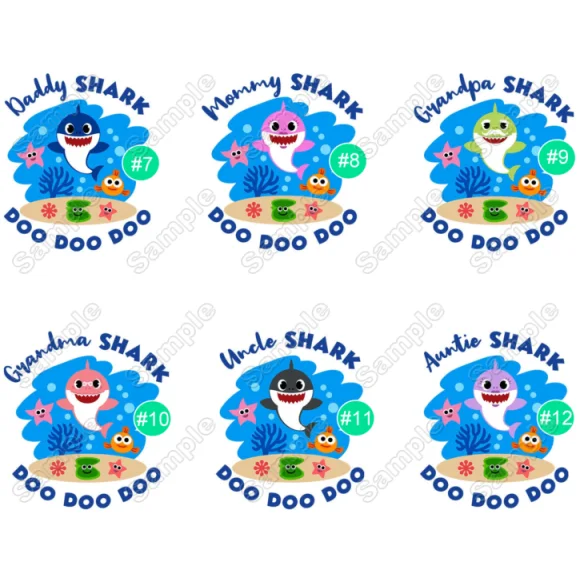 Baby Shark Family  Member  Custom  DTF Iron on Transfer