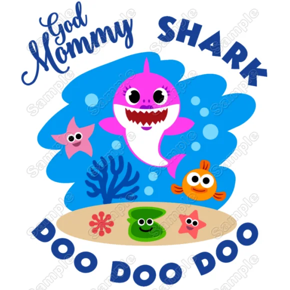 Baby Shark God Mommy DTF Iron on Transfer - Ready to Press #1 Baby Shark God Mommy DTF Iron on Transfer - Ready to Press #1
