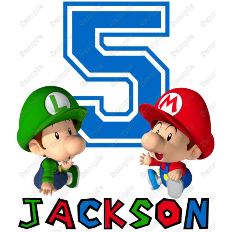 Baby Super Mario Luigi Birthday Personalized Custom DTF Iron on Transfer - Ready to Press #1 Baby Super Mario Luigi Birthday Personalized Custom DTF Iron on Transfer - Ready to Press #1