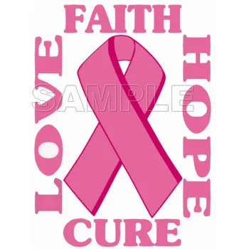 Breast Cancer Awareness ~ Love  Faith  Hope  Cure ~ DTF Iron on Transfer - Ready to Press #21