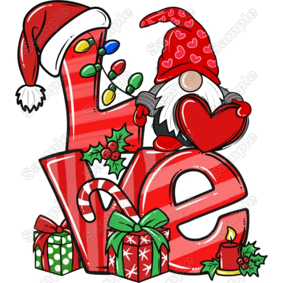 Christmas Gnomes Love DTF Iron on Transfer - Ready to Press Christmas Gnomes Love DTF Iron on Transfer - Ready to Press
