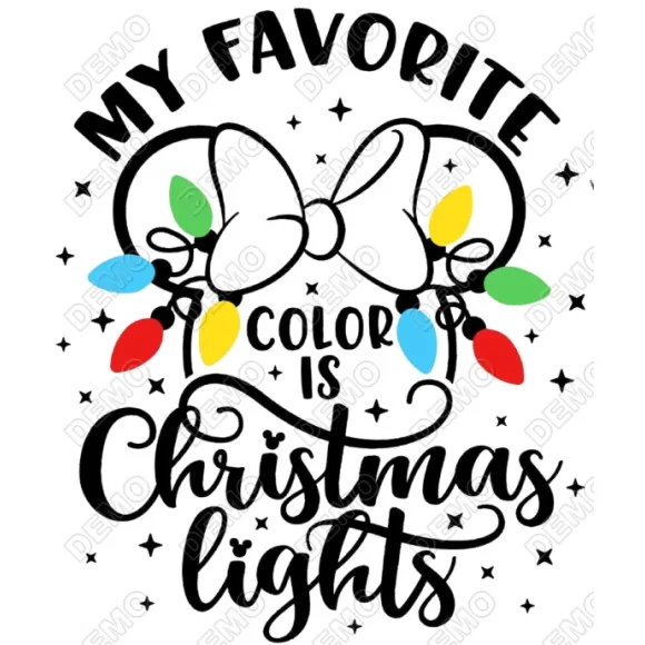 Christmas Lights Minnie Mouse DTF Heat Iron on Transfer - Ready to Press Christmas Lights Minnie Mouse DTF Heat Iron on Transfer - Ready to Press