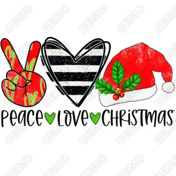  Christmas Peace Love DTF Heat Iron on Transfer - Ready to Press 