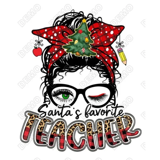 Christmas Teacher DTF Iron on Transfer - Ready to Press Christmas Teacher DTF Iron on Transfer - Ready to Press