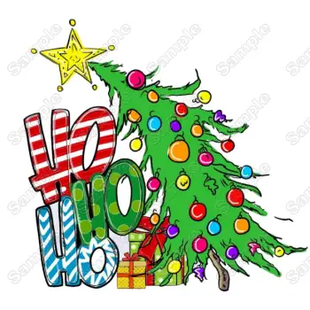Christmas Tree Ho Ho Ho DTF Iron on Transfer - Ready to Press 