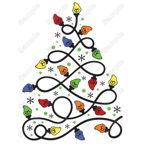Christmas Tree Lights DTF Iron on Transfer - Ready to Press