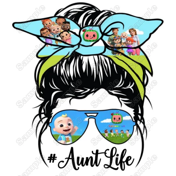 Cocomelon Messy Bun AuntLife DTF Iron on Transfer - Ready to Press Cocomelon Messy Bun AuntLife DTF Iron on Transfer - Ready to Press