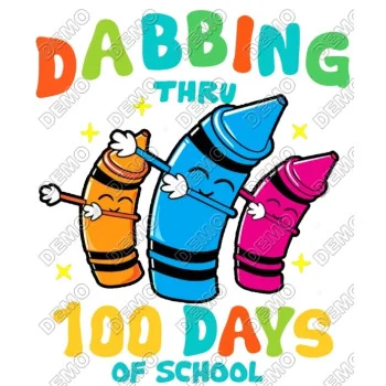 Dabbing thru 100 Days of School Crayons DTF Iron on Transfer - Ready to Press 