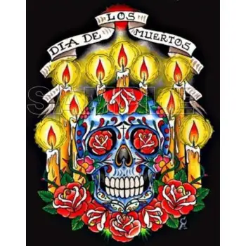 Day of the Dead  Día de Muertos Skull DTF Iron on Transfer - Ready to Press #4