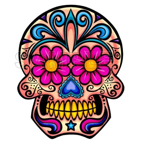 Day of the Dead Día de Muertos Skull DTF Iron on Transfer - Ready to Press #66 Day of the Dead Día de Muertos Skull DTF Iron on Transfer - Ready to Press #66