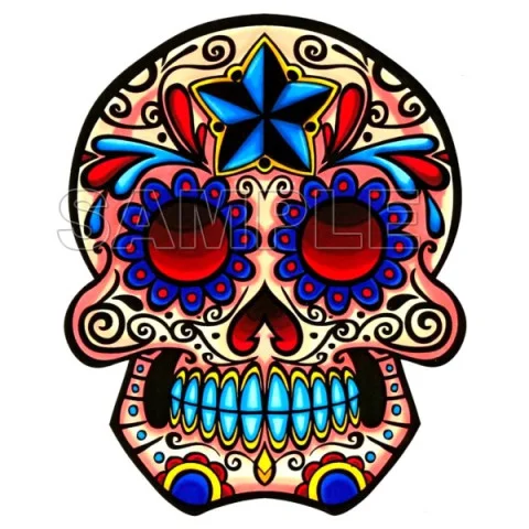 Day of the Dead Día de Muertos Skull DTF Iron on Transfer - Ready to Press #77 Day of the Dead Día de Muertos Skull DTF Iron on Transfer - Ready to Press #77