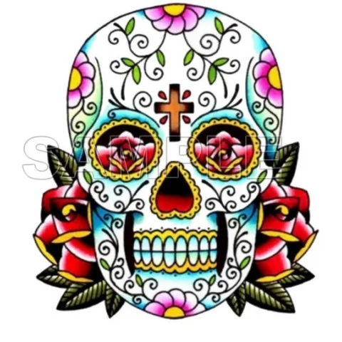 Day of the Dead  Día de Muertos Skull DTF Iron on Transfer - Ready to Press #8
