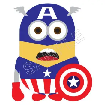 Despicable Me Minion Captain America DTF Iron on Transfer  - Ready to Press  #52