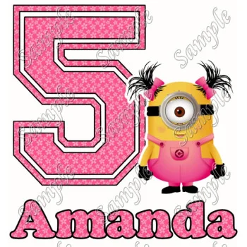 Despicable me Minion Girl   Birthday  Personalized  Custom  DTF Iron on Transfer - Ready to Press #93