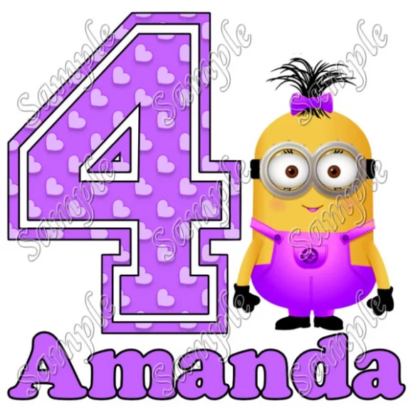 Despicable me Minion Girl Purple   Birthday  Personalized  Custom  DTF Iron on Transfer - Ready to Press #94