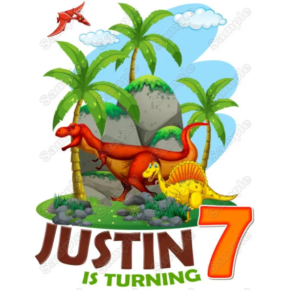 Dinosaur Birthday Personalized Custom DTF Iron on Transfer - Ready to Press #7 Dinosaur Birthday Personalized Custom DTF Iron on Transfer - Ready to Press #7