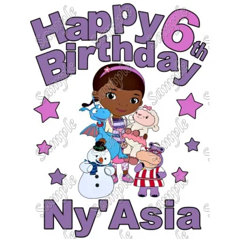 Doc McStuffins Birthday Personalized Custom   Shirt Iron on Transfer - Ready to Press #11