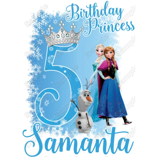 Frozen Anna Elsa Birthday DTF Iron on Transfer - Ready to Press Frozen Anna Elsa Birthday DTF Iron on Transfer - Ready to Press
