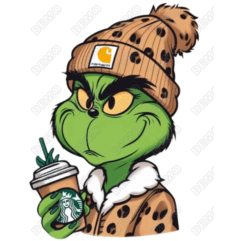 Grinch Christmas Brown Hat DTF Iron on Transfer - Ready to Press Grinch Christmas Brown Hat DTF Iron on Transfer - Ready to Press