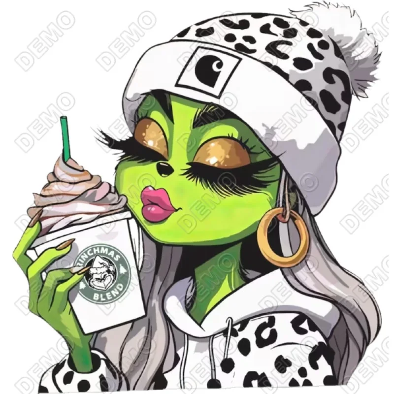 Grinch Girl Christmas DTF Iron on Transfer - Ready to Press #1 Grinch Girl Christmas DTF Iron on Transfer - Ready to Press #1