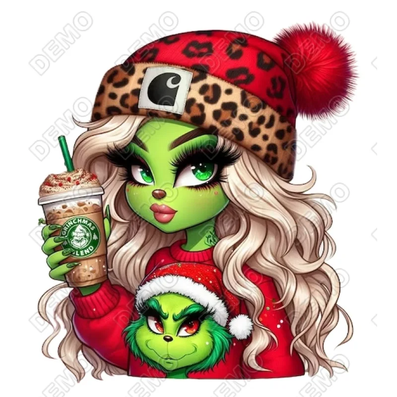 Grinch Girl Christmas DTF Iron on Transfer - Ready to Press #2 Grinch Girl Christmas DTF Iron on Transfer - Ready to Press #2