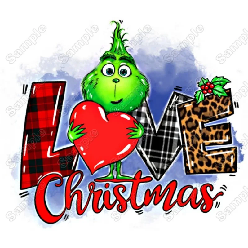 Grinch Love Christmas DTF Heat Iron on Transfer - Ready to Press Grinch Love Christmas DTF Heat Iron on Transfer - Ready to Press