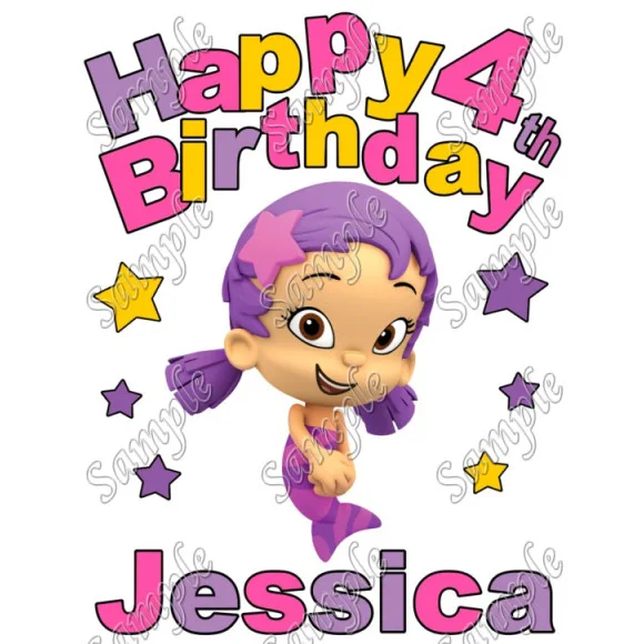 Happy Birthday Bubble Guppies Oona Personalized Custom DTF Iron on Transfer - Ready to Press #1 Happy Birthday Bubble Guppies Oona Personalized Custom DTF Iron on Transfer - Ready to Press #1
