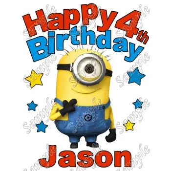 Happy Birthday  Minion Despicable Me Personalized Custom DTF Iron on Transfer - Ready to Press #6