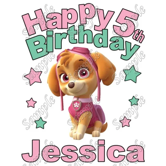 Happy Birthday PAW Patrol Skye Personalized Custom DTF Iron on Transfer - Ready to Press #4 Happy Birthday PAW Patrol Skye Personalized Custom DTF Iron on Transfer - Ready to Press #4