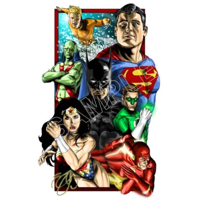 Justice League Super Heroes DTF Iron on Transfer - Ready to Press #6 Justice League Super Heroes DTF Iron on Transfer - Ready to Press #6