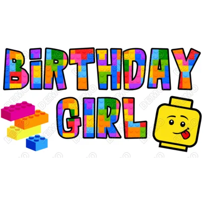 Lego Birthday Girl  DTF Iron on Transfer  - Ready to Press