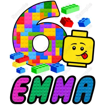 Lego Face Birthday Girls Personalized DTF Iron on Transfer  - Ready to Press