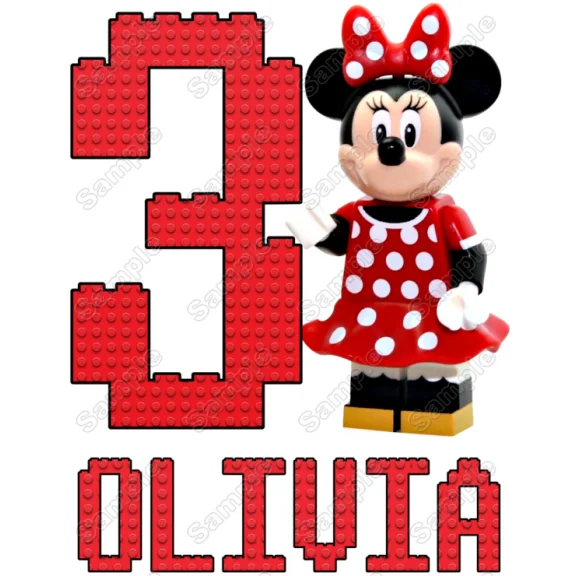 Lego Minnie Mouse  Birthday  Personalized  Custom  DTF Iron on Transfer - Ready to Press