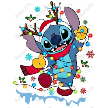 Lilo & Stitch Christmas DTF Iron on Transfer - Ready to Press #2A
