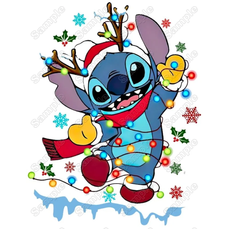 Lilo & Stitch Christmas DTF Iron on Transfer - Ready to Press #2A Lilo & Stitch Christmas DTF Iron on Transfer - Ready to Press #2A