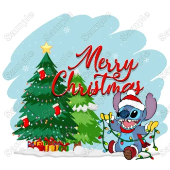 Lilo & Stitch Christmas DTF Iron on Transfer - Ready to Press #4A