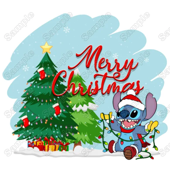 Lilo & Stitch Christmas DTF Iron on Transfer - Ready to Press #4A Lilo & Stitch Christmas DTF Iron on Transfer - Ready to Press #4A
