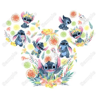 Lilo & Stitch Mickey head  Heat  Iron on Transfer  - Ready to Press 