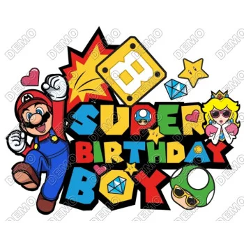 Mario Birthday Boy Personalized  Custom  DTF Iron on Transfer 