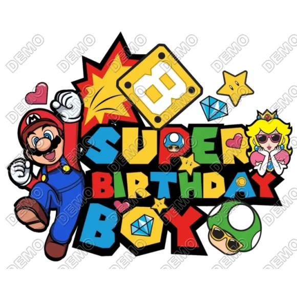 Mario Birthday Boy Personalized Custom DTF Iron on Transfer Mario Birthday Boy Personalized Custom DTF Iron on Transfer